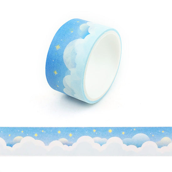 Starry Skies Washi Tape - Clouds Page Border Tape - 2m