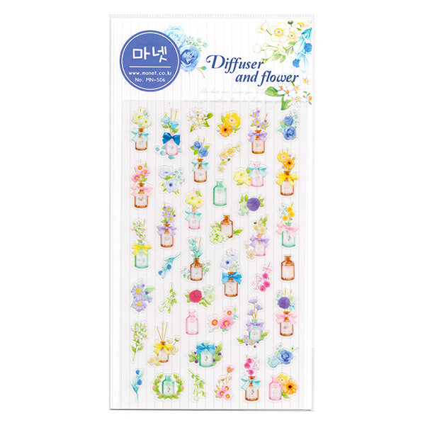 Diffuser Bottles & Flowers - Korean Sticker Sheet