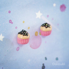 Kawaii Chocolate Frosted Cupcakes - Hand-sculpted Earrings