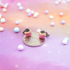 Kawaii Chocolate Frosted Cupcakes - Hand-sculpted Earrings