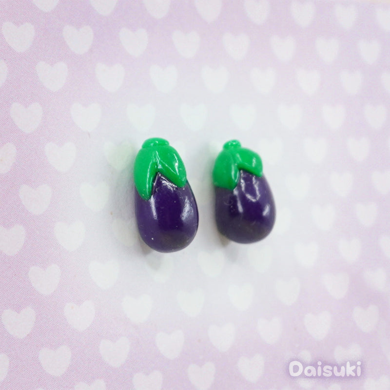 Eggplant / Aubergine - Hand-sculpted Earrings