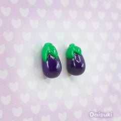 Eggplant / Aubergine - Hand-sculpted Earrings