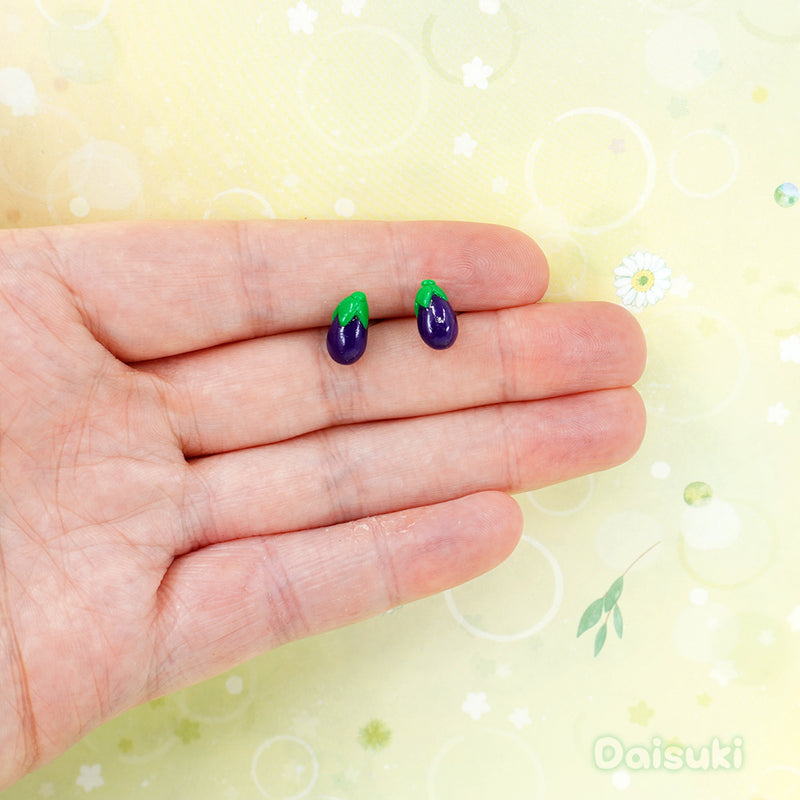 Eggplant / Aubergine - Hand-sculpted Earrings