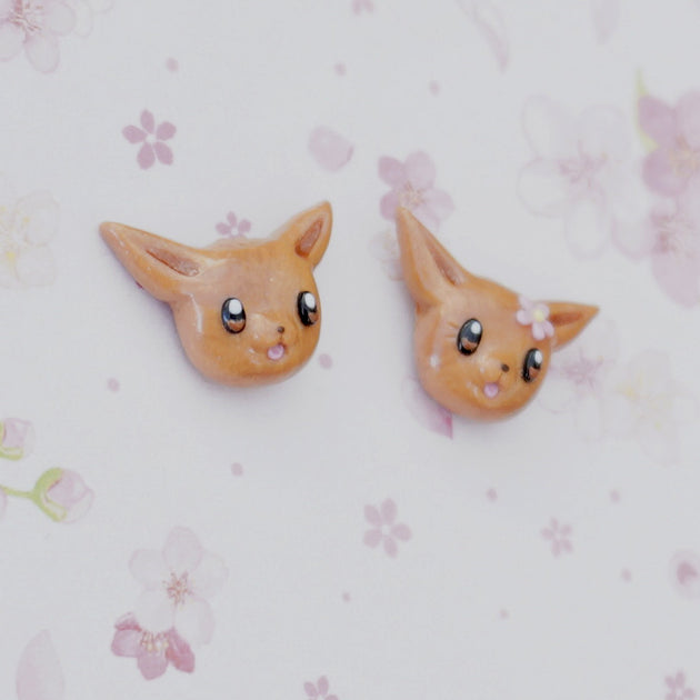 Eevee earrings - Hand-sculpted Kawaii Pokemon Tribute | Daisuki