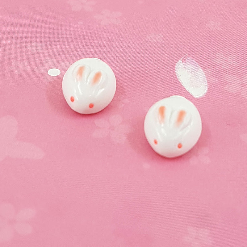 Marshmallow Rabbit - Hand-sculpted Clay Earrings