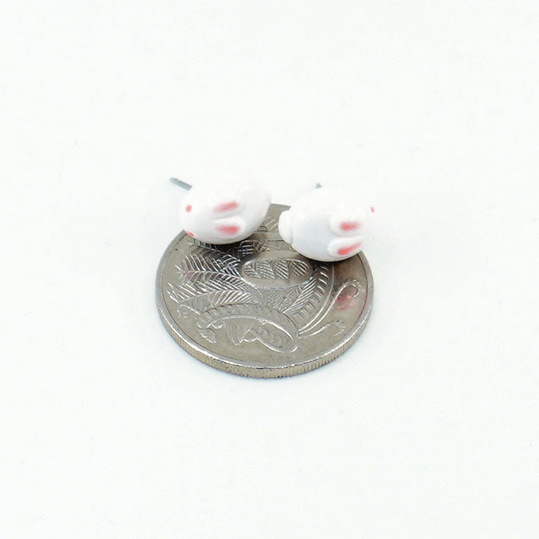 Marshmallow Rabbit - Hand-sculpted Clay Earrings