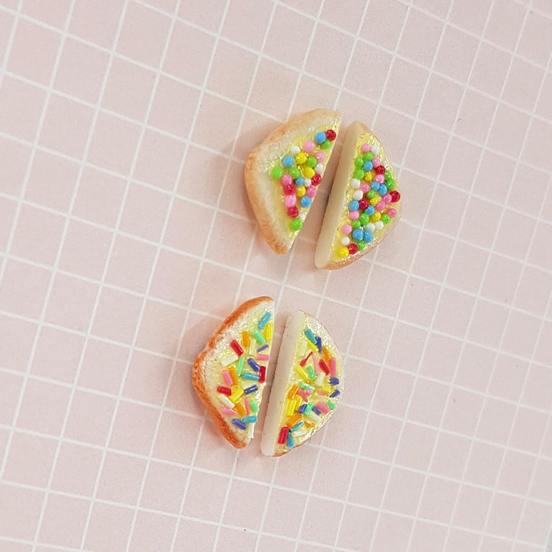 Fairy Bread - Hand-sculpted Party Food Stud Earrings - 1x Pair, CHOOSE style